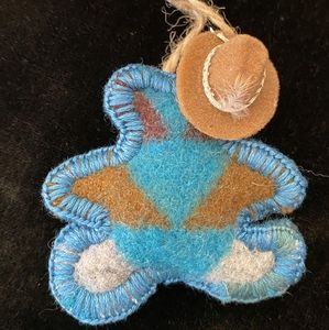 Handmade Pendleton Cowboy Bear Holiday Ornament
